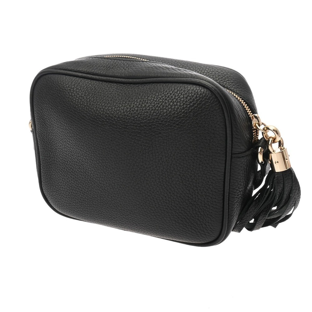 Gucci Leather Interlocking Bag Shoulder GG Black Fringe Soho